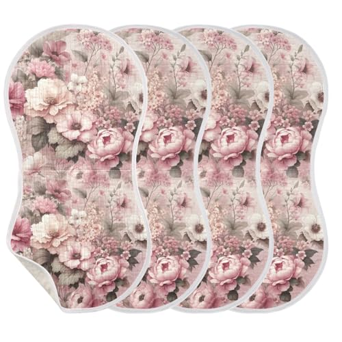 Muslin Baby Burp Cloths, Pink Flowers Cotton Soft Burp Cloths for Newborns​​, Extra Absorbent Burp Cloths 1-Pack​​, 22 x 11 Inch3