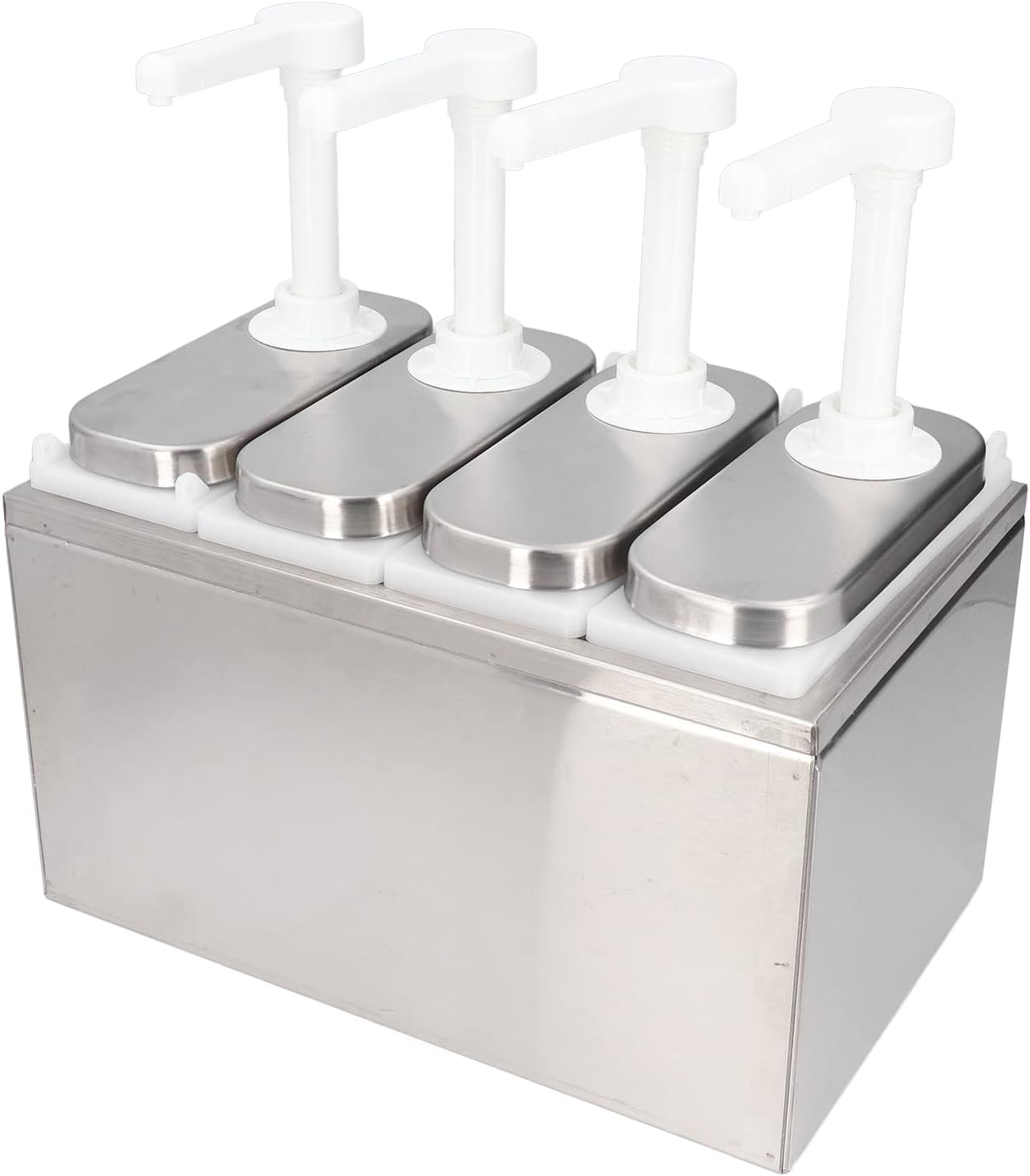 Sauce Dispenser Pump, Stainless Steel Condiment Station with 3 Pump Bottles for Restaurants Cafes and Commercial Kitchens 1L Capacity Easy to