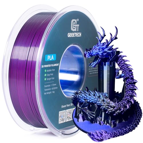 Image of Geeetech Silk PLA Tri Color Filament 1.75mm 3D Printer Filament, Coextrusion Blue Purple Black Tri-Colors Metal-Like Shiny Silk PLA Filament, 1kg (2.2lbs) 1 Spool, Dimensional Accuracy + /- 0.02 mm