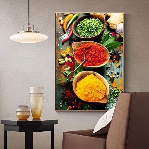 Affiche de cuisine grains et épices toile déco scandinave 70x100cm