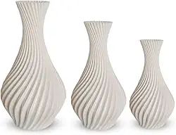 Kit 3 Vasos espirais para Plantas Artificais - Jarro vaso Espiral - Decoração Sala (Branco)