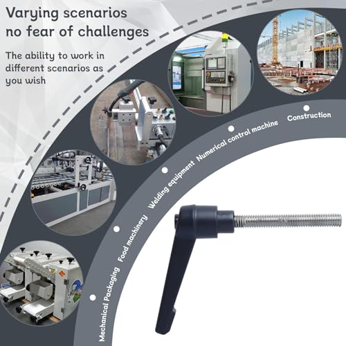 Image of Clamping Lever Handles with Quick Release Push Button Locking, 304 Stainless Steel M6 x 45mm Stud - Black (6 Pack)