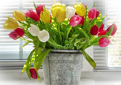 B4 鉢植えのチューリップ ダイヤモンドアート 日本製額縁ぴったりサイズ 初回限定 全面貼り付け 手芸キット2 52 四角型 ビーズアート Square