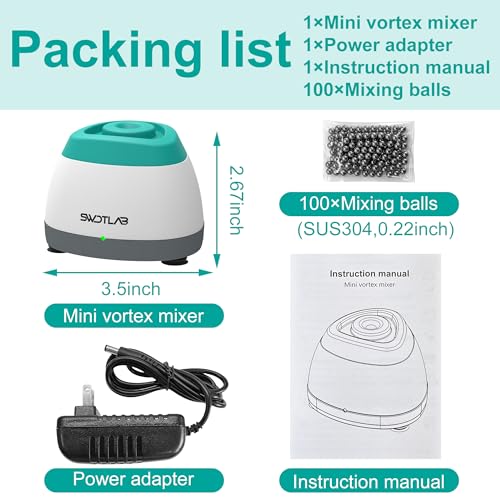 SWDTLAB 4000rpm Mini Vortex Mixer Portable Lab Vortex Shaker Paint Shaker Mixer with Touch Function for Eyelash Sharker Glue Adhesives Gel Polish and Test Tubes Acrylic Paints Mixing,Green