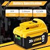 4 Paquetes 12000mAh Batería de Repuesto de Alta Capacidad para Batería Dewalt 20V Max | Compatible con Baterías de Litio Dewalt 20 Voltios Max DCB200 DCB201 DCB203 DCB204 DCB206 DCB207 DCB180 Series (Amarillo) 4