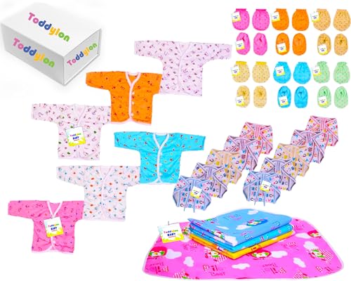 Image of Toddylon Flat Bed 32 in 1 New Born Baby Complete Daily Items Combo (0-6 Months)