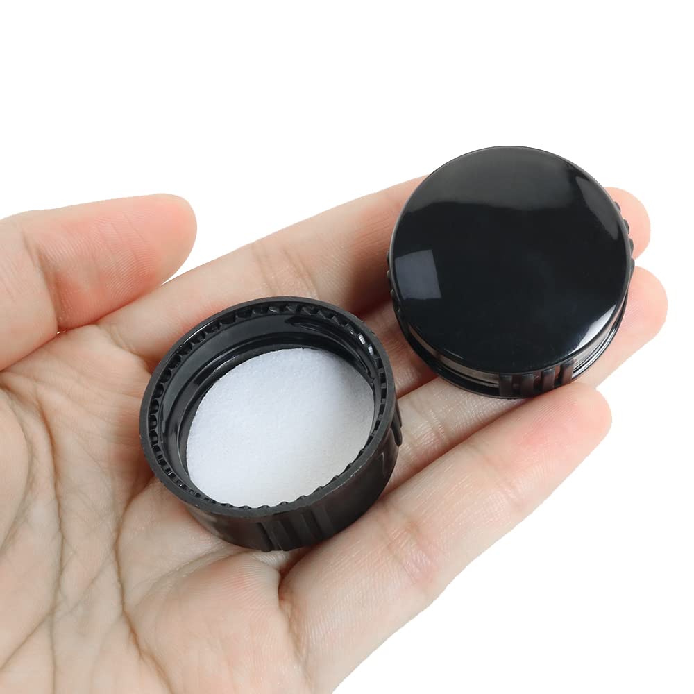 MEETOOT 12pcs copertura in resina fenolica 28 fili 28mm tappi a vite in poli nero per prodotti chimici quotidiani, alimenti, cosmetici bottiglie