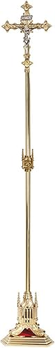 San Pietro Collection Crucifijo procesional de latón pulido, 85 pulgadas