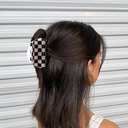 Bmobuo 3Pcs Checkered Claw Clip, Vintage Checkered Hair Clip Y2K Hair Barrettes For Women Girls Hair Claw Clips For Thick Thin Hair, Aesthetic Hair Accessories For Women Girls #TOP4