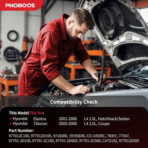 Image of PHOBOOS A /C Compressor with Clutch Compatible with Hyundai Elantra 2001-2006 & Tiburon 2003-2008, L4 2.0L, Fast Cooling, Low Noise, Easy Installation, Ref. CO-10926C