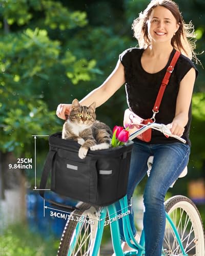Anhow Panier Velo Avant, Panier à Vélo Chien Amovible Seul pour VTT, Noir – vue 2