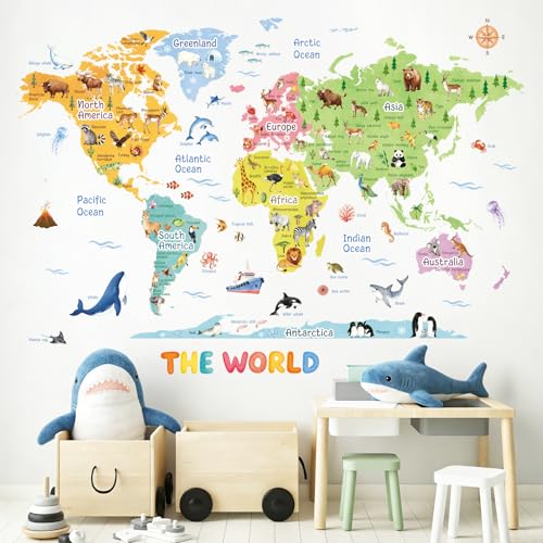 Vinilo Decorativo Mapa Mundo Animal en Vinilo Adhesivo miniatura 1