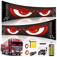 2 Stück Led Augen für LKW 12 * 60cm Devil Eyes Augen für Auto IP65 Wasserdicht Led Matrix Panel Anzeige Programmierbar mit APP-Steuerung und Fernbedienung für Laufschrift Weihnachten Deko