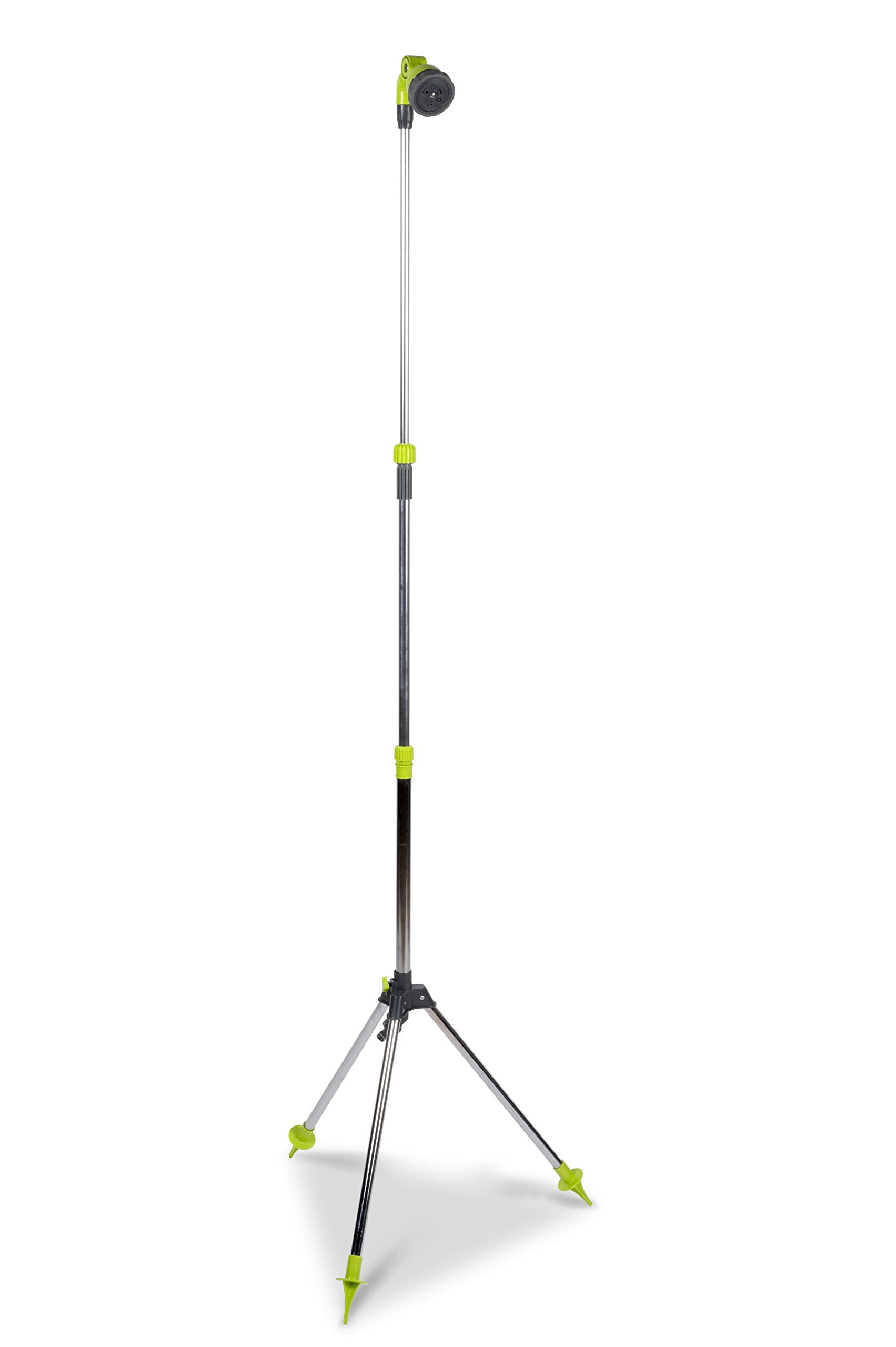 Kinzo Verstellbare Gartendusche - ⌀56 x 160/220CM - Inkl. Stativ, Duschkopf und Gartenschlauchkupplung - Kunststoff/Aluminium - Grün/Silber