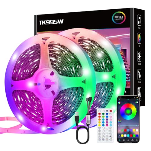 LED Strip 40m RGB Farbwechsel Dimmbar Streifen Mit Fernbedienung Bluetooth App Control Sync Musik Band Selbstklebend Beleuchtung Für Zimmer Deko/Küche/Decke/Party Ornament
