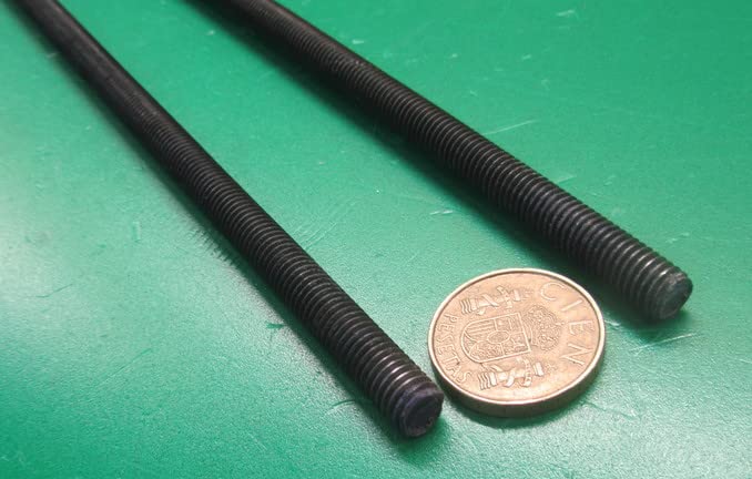 Metric Class 10.9 Steel Fully Threaded Round Rod M8 x 1.25 Thread Size x 1 Meter Length 2 Pcs.