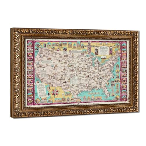 Carte de l'Amérique catholique sur toile pour habiller un mur vide avec une affiche vintage