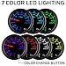 GlowShift Tinted 7 Color Volt Voltmeter Gauge - Voltage Range 8-18 Volts - Includes Wiring - Multi-Color Display - Black Dial - Smoked Lens - 2-1/16