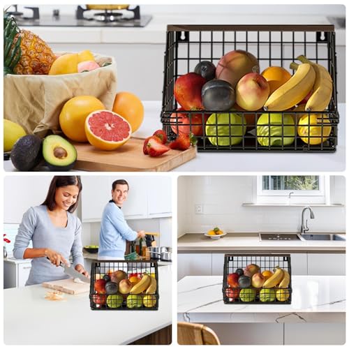 Canasta de frutas para cocina que organiza tus encimeras y se cuelga en la pared 5