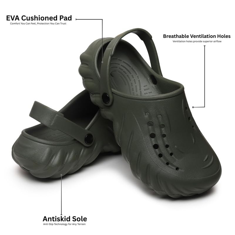 Image of JUSAN Men's Lightweight Comfort Clogs | Soft Cushion Slip-On Garden & Beach Clogs for Men | Breathable Waterproof Sandals with Non-Slip Sole | Casual Outdoor Summer Footwear for Men
