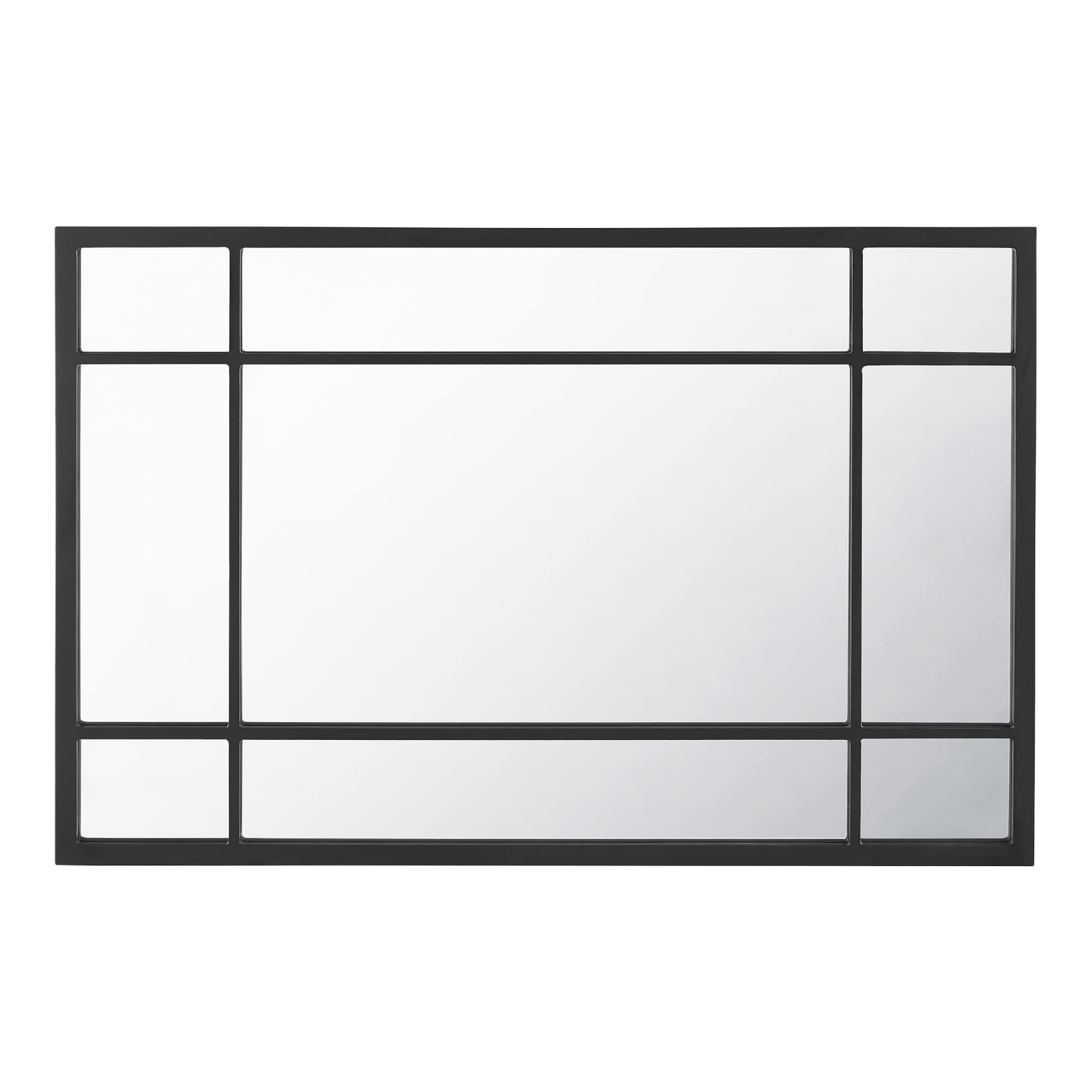 [en.casa] Specchio da Parete 90 x 60 cm Specchio Diviso Forma Rettangolare Fissaggio Verticale-Orizzontale Cornice in MDF - Nero opaco
