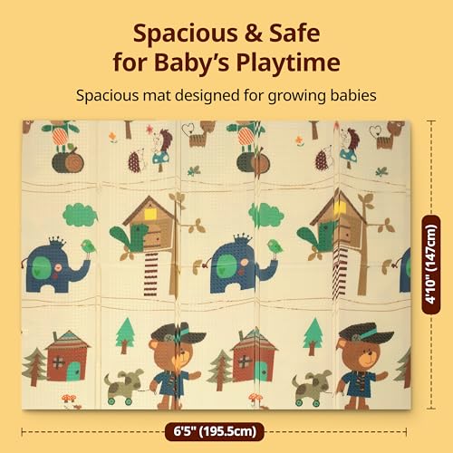 Image of LuvLap Number Zoo Double Sided Water Proof Baby Play Mat, Multicolor, Reversible Floor mats for Kids, Baby mats for Floor, Crawling Baby, Extra Large Size, 6'5 inch x 4'10 inch (195.5cmx147cm), 0.8cm Thick