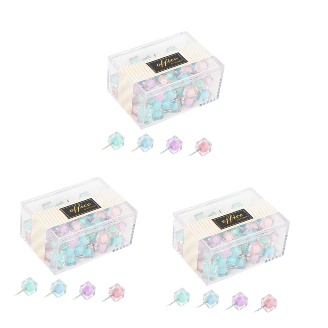 Housoutil 3 Series Chinchetas Coloridas para Oficina Push Pins para Decoración De Tableros De DIY para Escolar Y 80 Piezas*3