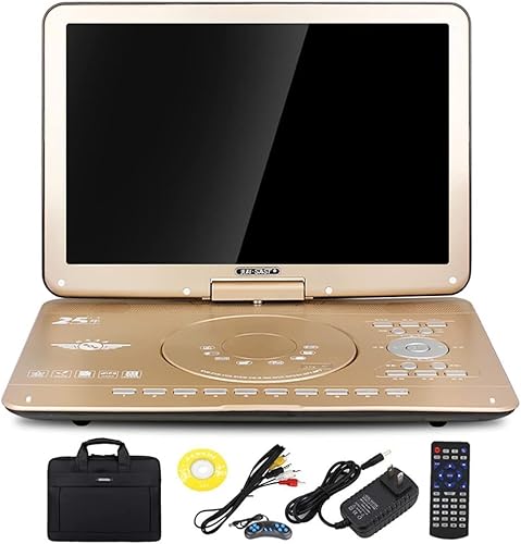 XARONF 18'' Portable DVD Player with 14.1'' HD Large Screen And Remote Control, Built-In 12 Hrs Rechargeable Battery, Kids CD Players, Support USB/SD Card/Sync TV Video Play