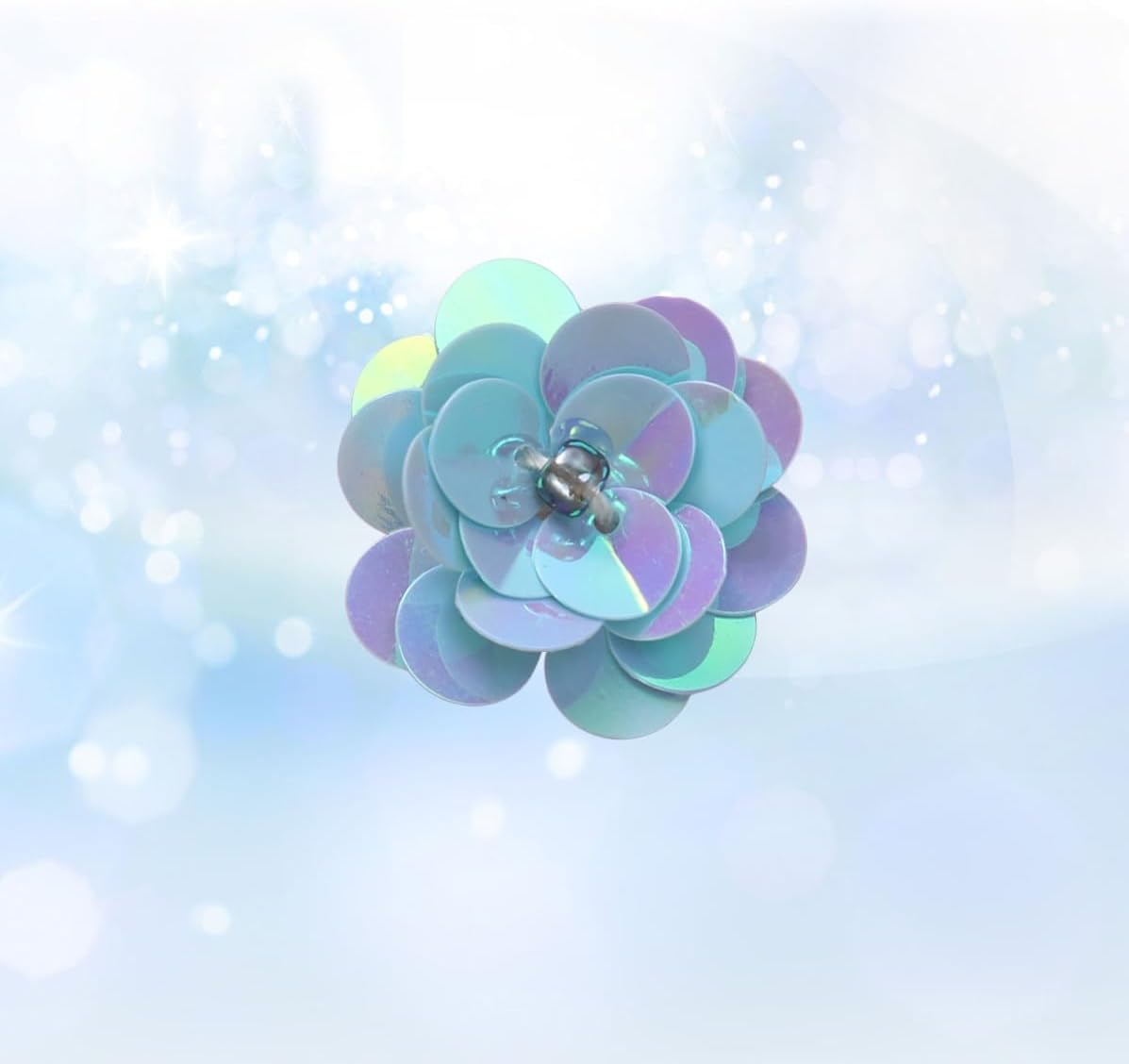 Garneck Blue Round Plastic Sequins Flowers for Embellishment, Sew and Strung Sparkling Handmade Accessory for Sewing and Embroidery Crafts