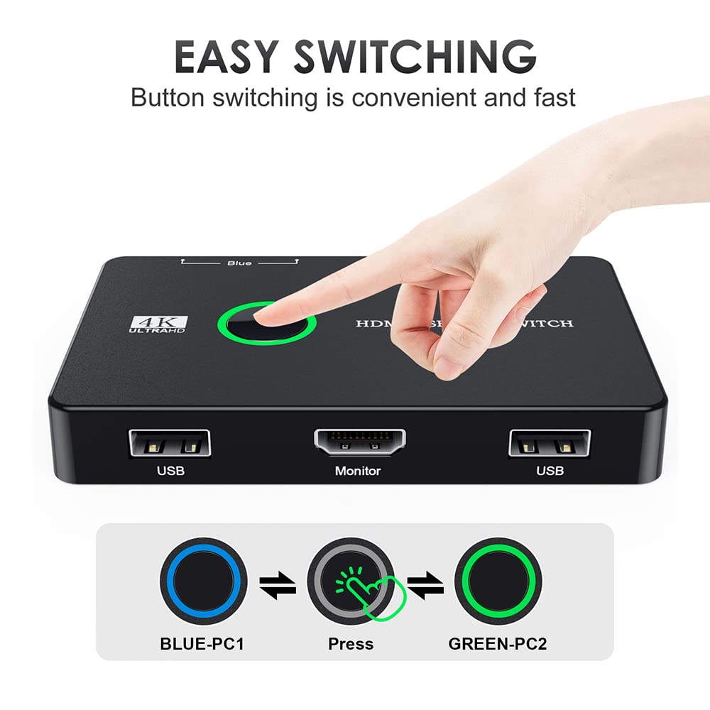Snapklik.com : KVM Switch, HDMI Switcher Box For 2 Computers Sharing ...