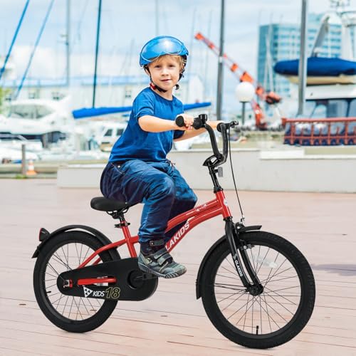 Image of Olakids Kids Bike, 12 14 16 18 Inch Toddlers Bike with Training Wheels Safety Bell Adjustable Seat and Handlebar, Handbrake and Coaster Brake, Children's Bicycle for Boys Girls
