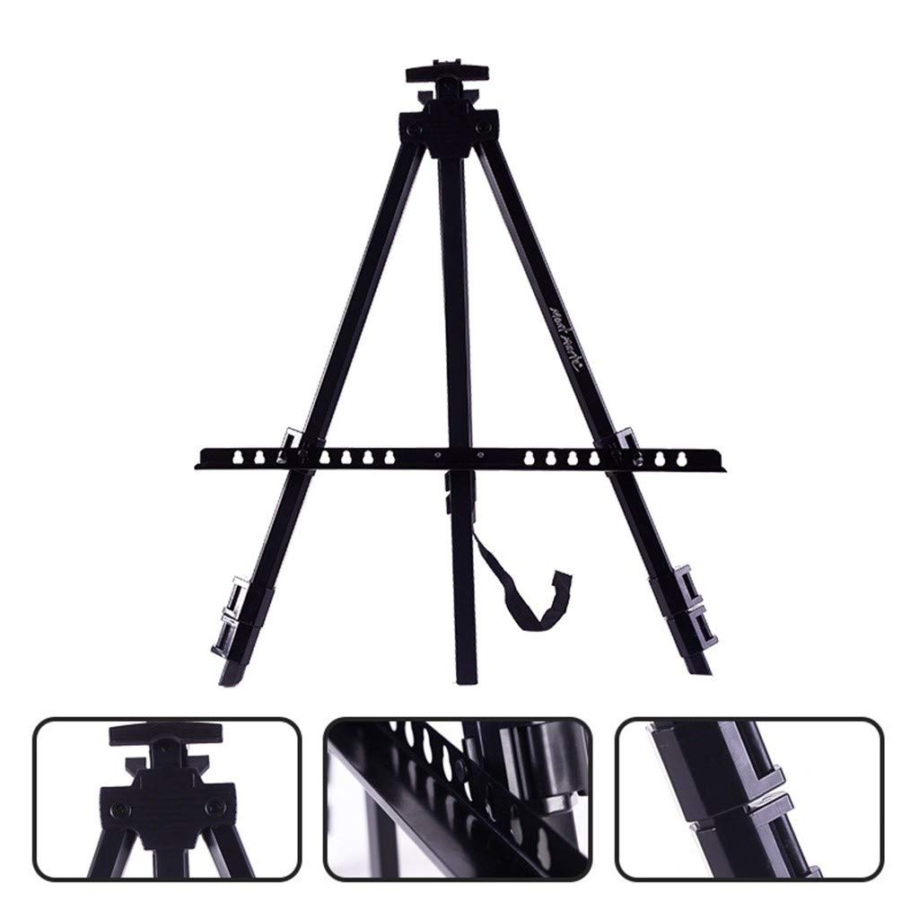 Caballete de metal negro, caballete telescópico ajustable de 61-185 cm, soporte de exhibición para trípode de actividades, pintura de acuarela (negro 115 * 114 * 185 cm)