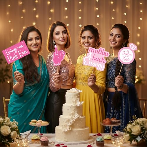Image of Party Propz Bride to Be Props for Bachelorette Party - 47 Pcs Wedding Props for Bride to Be, Bridal Shower Decorations Kit, Bachelor Party (Cardstock)