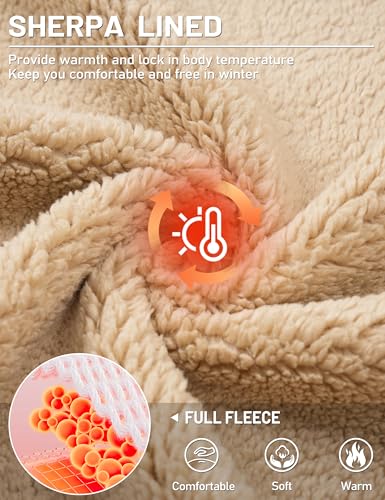 TACVASEN Men's Zip Up Sherpa Lined Hoodies Thick Fleece Heavyweight Jacket Windproof Thermal Zipper Sweatshirt3