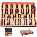 12-teiliges Holzschneidewerkzeug-Set aus 60Cr-V-Stahlklingen & hochwertiger...