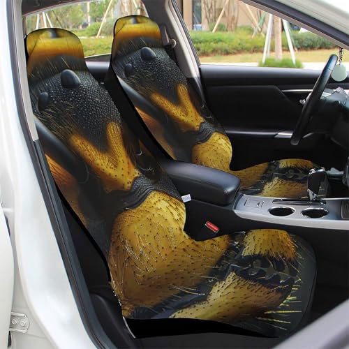 Housse de siège avant voiture noire universelle avec sangles élastiques (Lot de 2)