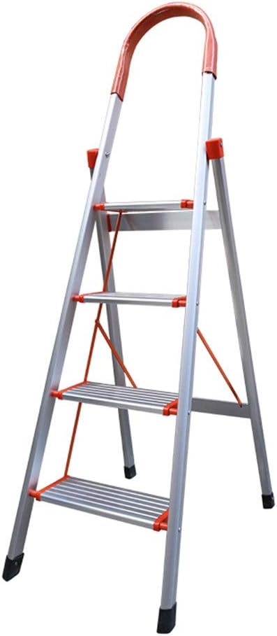 Step Stool Ultrathin Four-Step Ladder, Light Weight Ladder Frame Courtyard Orchard Ladder Waterproof Ladder Household Ladder/Orange