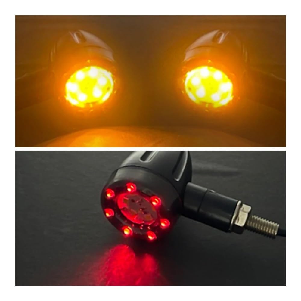 ZHANGTONG Intermitentes para Moto, 4 Uds Motocicleta Bicicleta ámbar Rojo señal de Giro luz de Freno luz Intermitente Bombillas indicadoras 12V