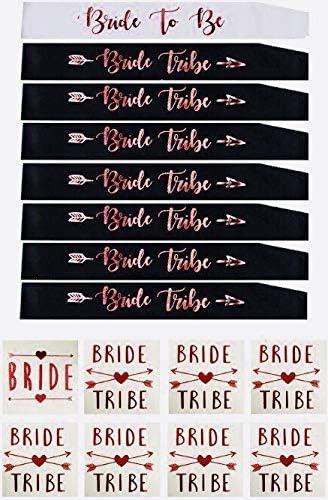 Gemich Rose Gold Bachelorette Party sash Set:8 Unique Bride to be/Bridesmaids sash Set(8 Pack) Bridesmaid sash, Team Bride sash,Bachelorette sash,Bridesmaids,Maid of Honor, Bridal Shower