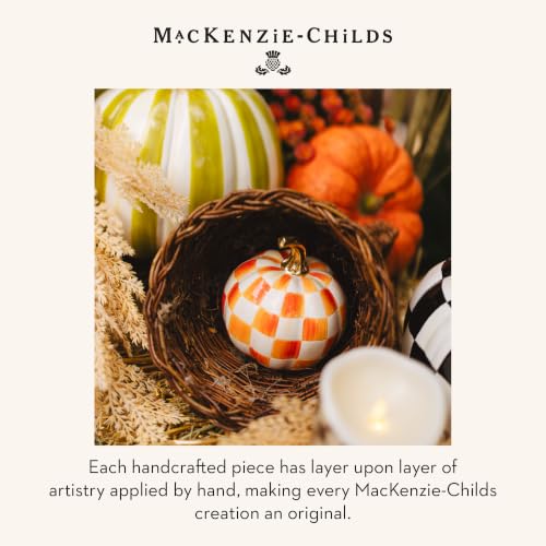 Image of MACKENZIE-CHILDS Resin Pumpkin, Mini, Orange-and-White Orange Check