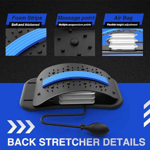 teepten Back Stretcher for Lower Back Pain Relief, Adjustable Lumbar Traction Device, Ergonomic Spine Board with Acupressure Points, Back Massager for Spinal Decompression and Scoliosis
