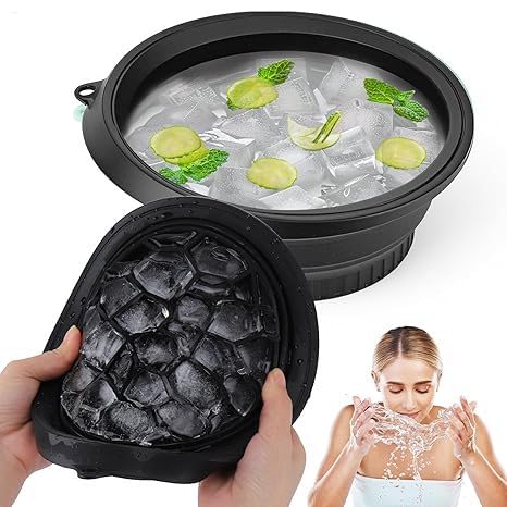 Ratpzou Face Bowl for Ice with Built-in Ice-Tray, Silicone Ice Bowl for Face, Foldable Portable Silicone Wash Basin for Soothe Skin, Wash Basin for Home Use Or Trave