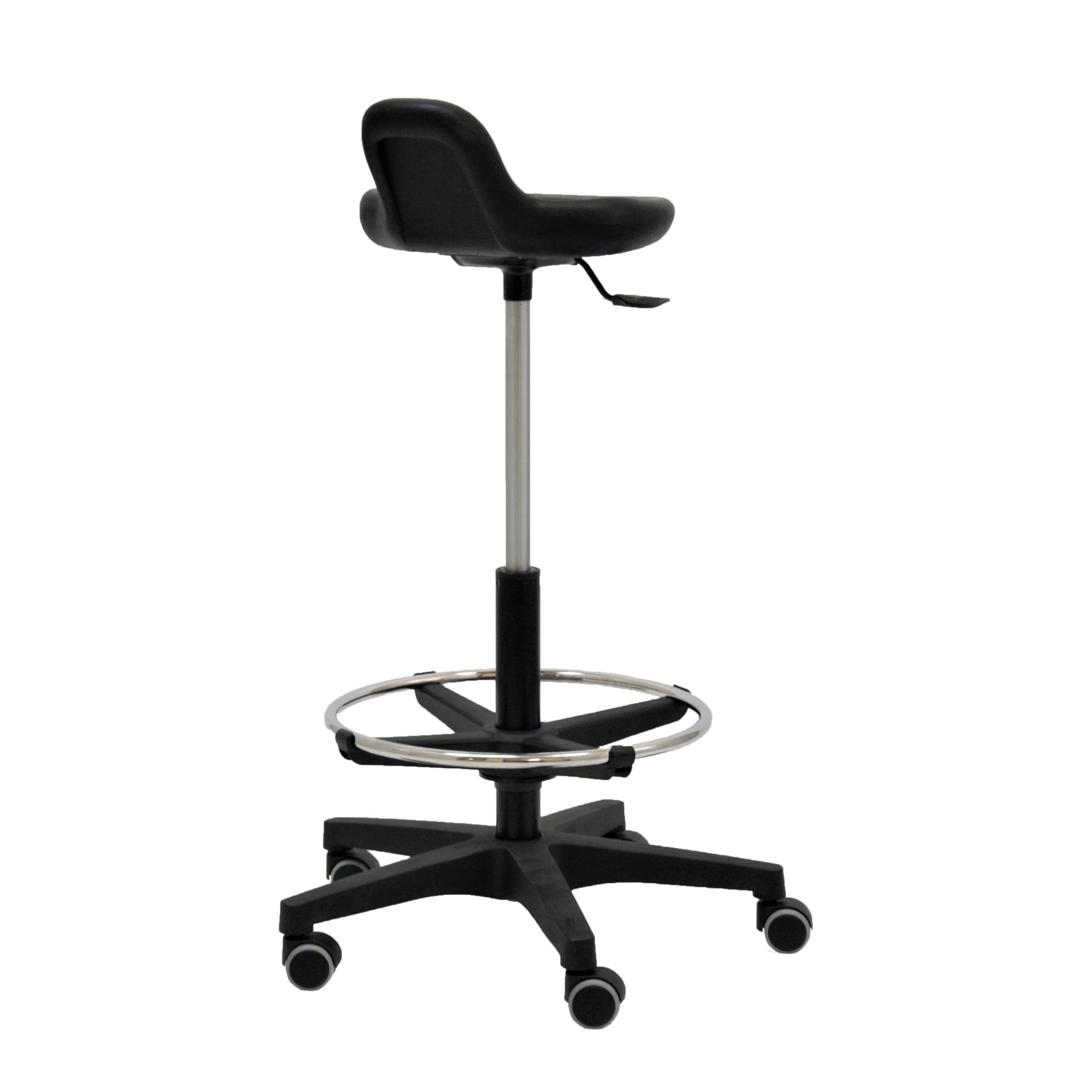 La Silla de Claudia: Taburete Alto con Respaldo Mini y Silla Ergonomica Escritorio con Reposapies | Centrosilla Taburete con Ruedas Giratorio | Silla Ergonómica Alta para Trabajo o Estudio