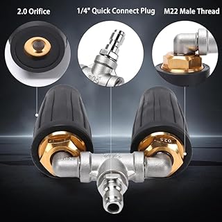 Twin/Triple Turbo Nozzle, Triple Turbo Nozzle Pressure Washer, Rotating Nozzle Triple Nozzle Pressure Washer, with 1/4" Quick Connector, 4-6 GPM, 4000 PSI Max (Triple)