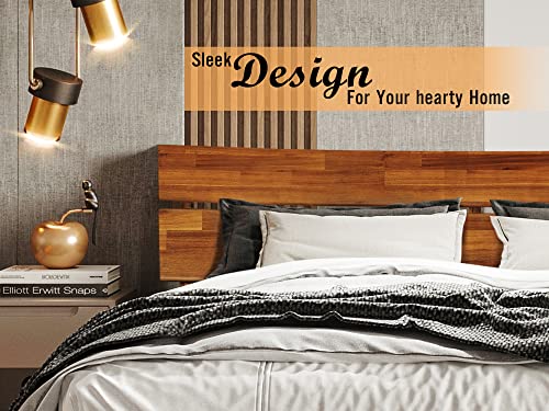 Acacia Aurora 800 Lbs Capacity Bed Frame With Headboard Solid Wood Platform Bed, Contemporary Signature Wood Bed Compatible With All Mattress Types, 30 Mins Assembly, Queen Bed Frames, Caramel #TOP3