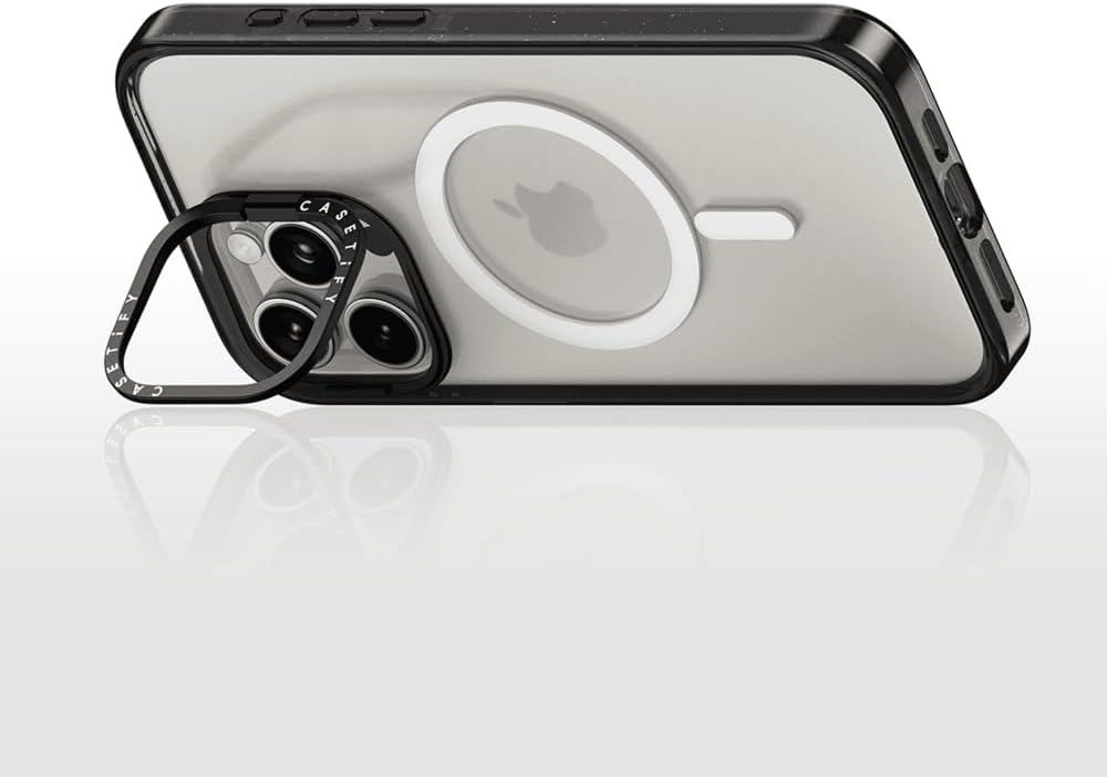 CASETiFY Impact Ring Stand Case for iPhone 15 Pro [3X Military Grade Drop Tested / 6.6ft Drop Protection/Compatible with Magsafe] - koi Fish Japanese Tattoo Style Transparent Pattern - Clear Black