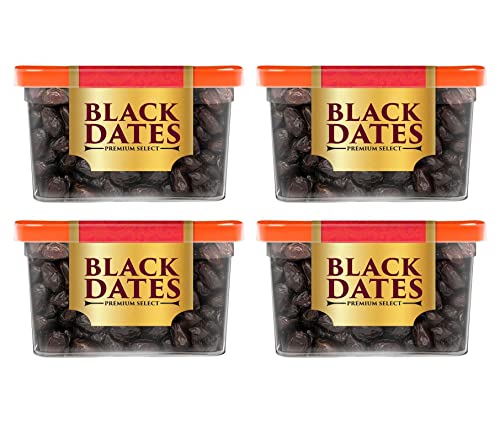 Image of Manna Black Dates 720gram - Premium Imported Black Dates. 100% Natural. Rich In Iron, Fibre & Vitamins (180G X 4 Packs) | Khajoor | Khajur, Fresh