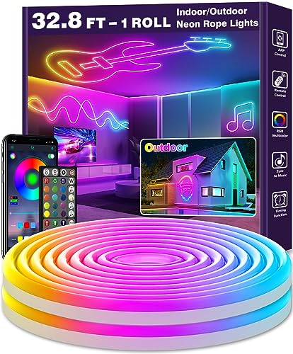 Image of AILBTON 32.8Ft Neon Rope Lights,Flexible Led Rope Lights Control with App /Remote,Multiple Modes Music Sync Gaming RGB Led Neon Lights for Bedroom Outdoor