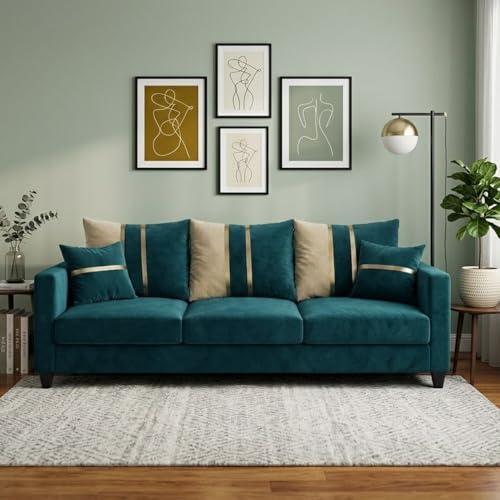 Image of Jester Plush Comfort Sofa | 3 Seater | Luxury Velvet Suede Fabric | Modern Living Room Sofa | Green Teal