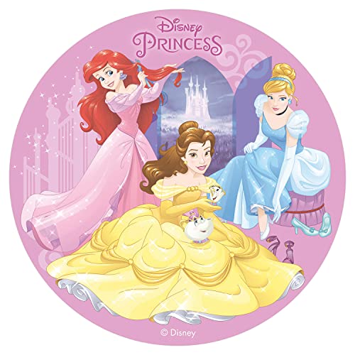 Dekora - Decoracion Tartas de Cumpleaños Infantiles en Disco de Oblea Disney Princesas - 20 cm de Diámetro